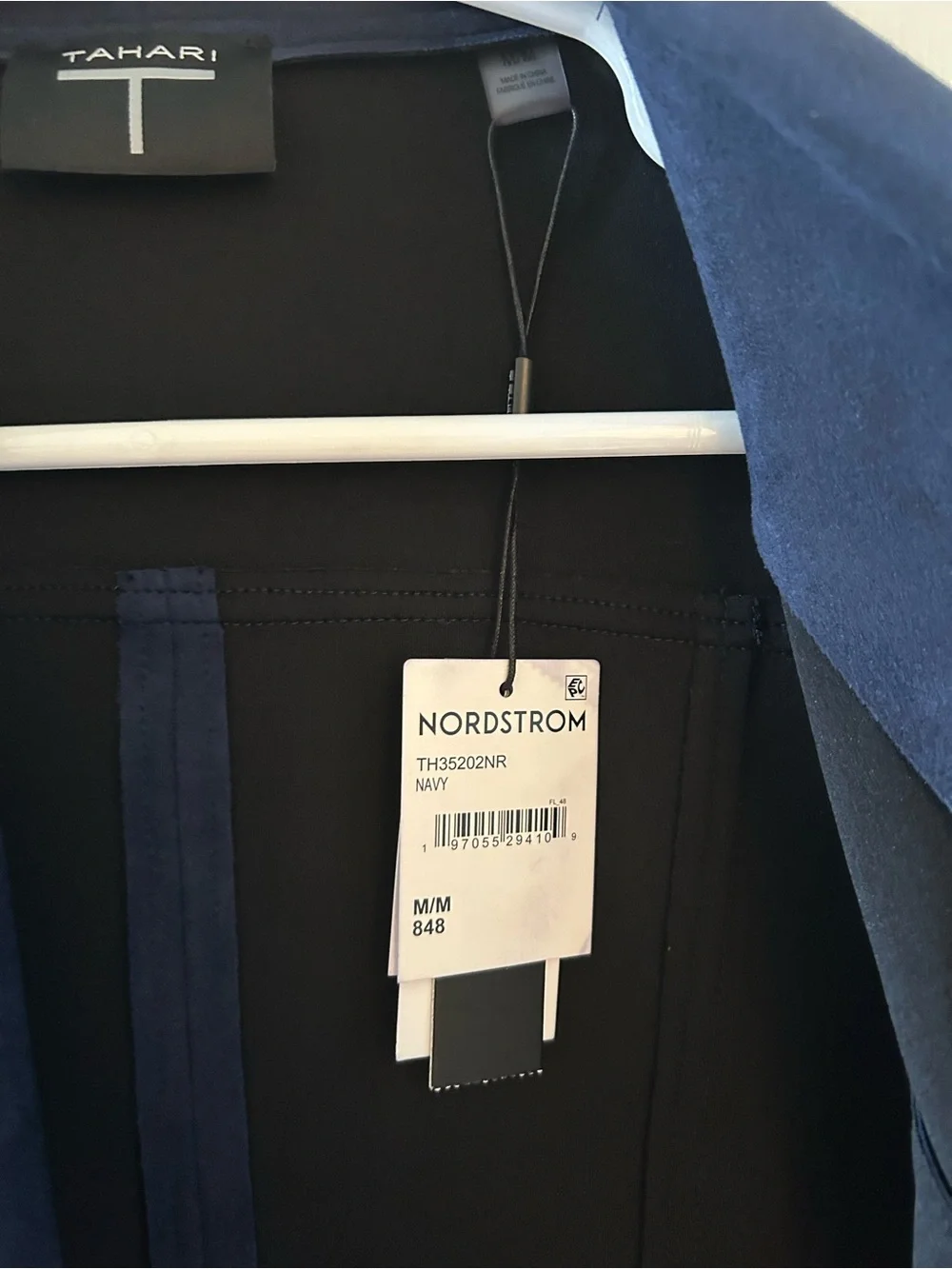 NWT Tahari Blue Faux Leather/Suede Moto Jacket Size Medium